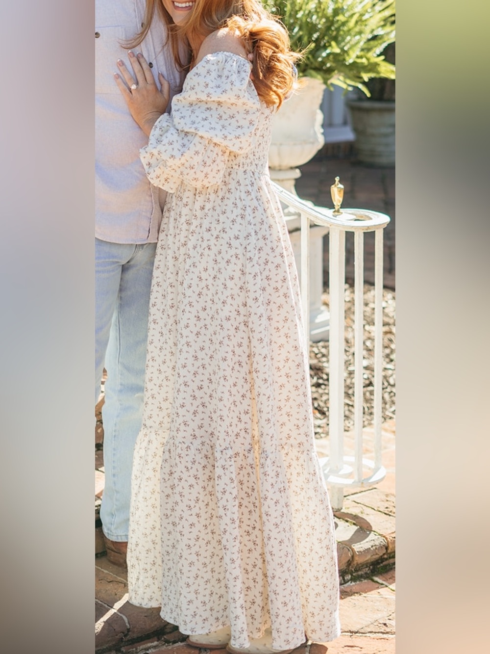 Cream Floral Maxi Dress